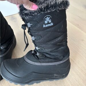 Kamik Black Winter Boots with Faux Fur Trim